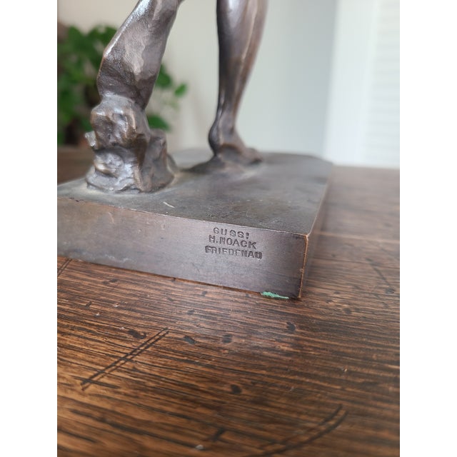 1920s Guss H. Noack Antique Art Deco Bronze Sculpture Dancing Nude Woman Figurine For Sale - Image 12 of 18