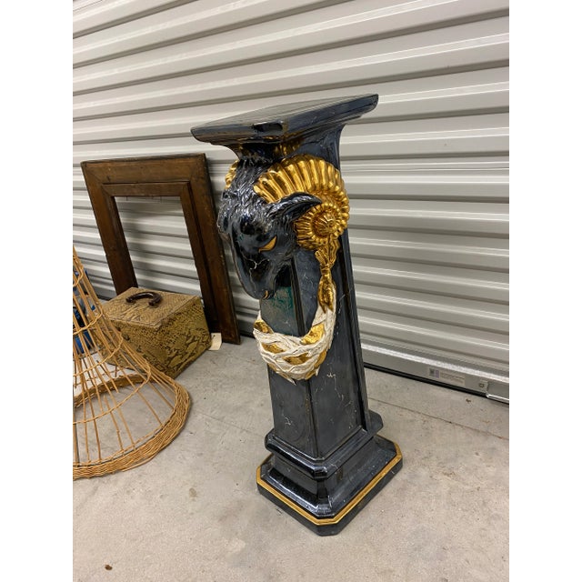 Italian Neoclassical Porcelain Ram Head Pedestal For Sale - Image 10 of 11