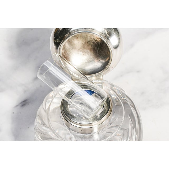 Metal Elegant Solid Crystal Swirl Antique English Sterling Silver Paperweight Inkwell Desk Home Decor For Sale - Image 7 of 18