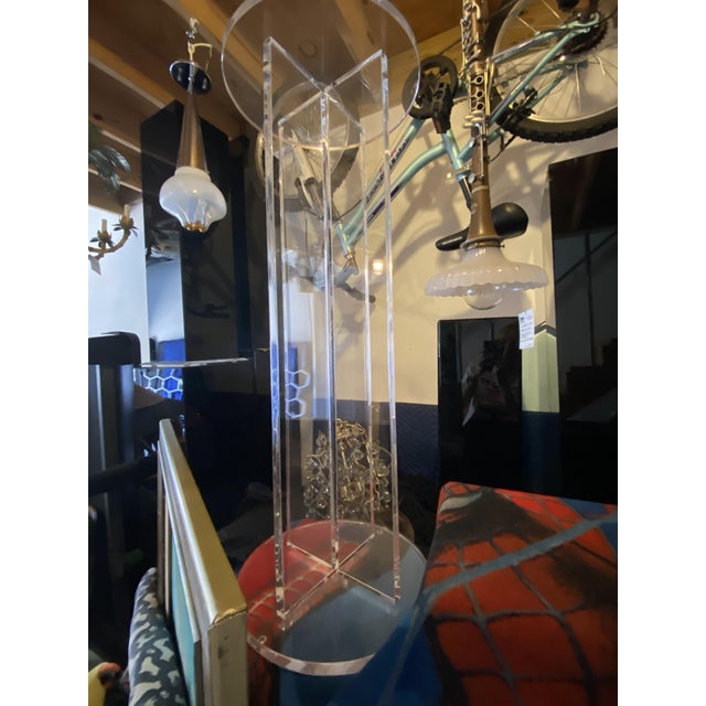 Lucite Round High Pedestal - Floor Sample For Sale - Image 14 of 14