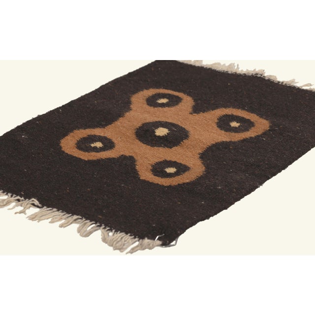 79805 Vintage Mexican Zapotec Rug, 01'02 x 01'06. The Sacred Mariposa: A Vintage Mexican Zapotec Masterpiece of Ancestral...