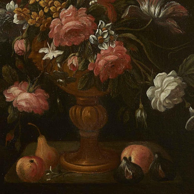 19th Century Still Lifes of Flowers, 1800s, Oil Painting on Canvas, Set of 2 For Sale - Image 5 of 11