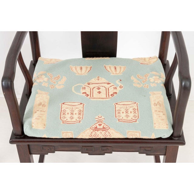 Early 20th Century Chinese Hongmu Armchairs, Pair For Sale - Image 5 of 7