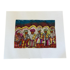 African Women, Artist Soji Niran, Pen and Ink on Rice Paper Painting