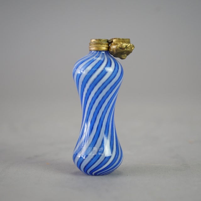 Antique Victorian Latticino Swirl Art Glass Perfume 19th Century For Sale - Image 4 of 5