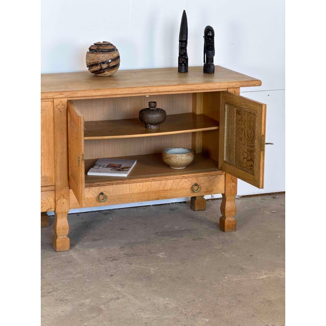 Mid-Century Modern Brutalist Danish Oak Sideboard, 1960s For Sale - Image 3 of 10