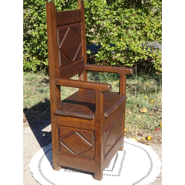 Wood Louis XIII Wooden Chest Armchair For Sale - Image 7 of 13