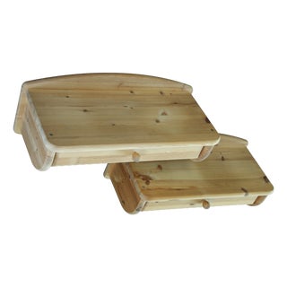 Danish Wall Hanging Bedside Tables in Pine, 1970s, Set of 2 For Sale