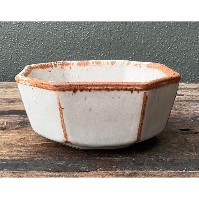 Vintage Original Studio Pottery Octagon Bowl For Sale - Image 4 of 12