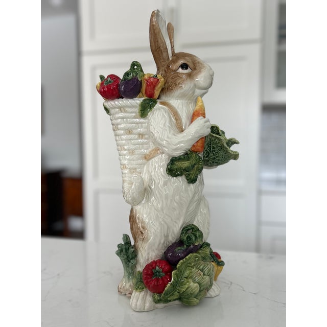 Vintage Majolica Style Ceramic Spring Bunny Table Decor and Vase by Kaldun & Bogle For Sale - Image 6 of 11