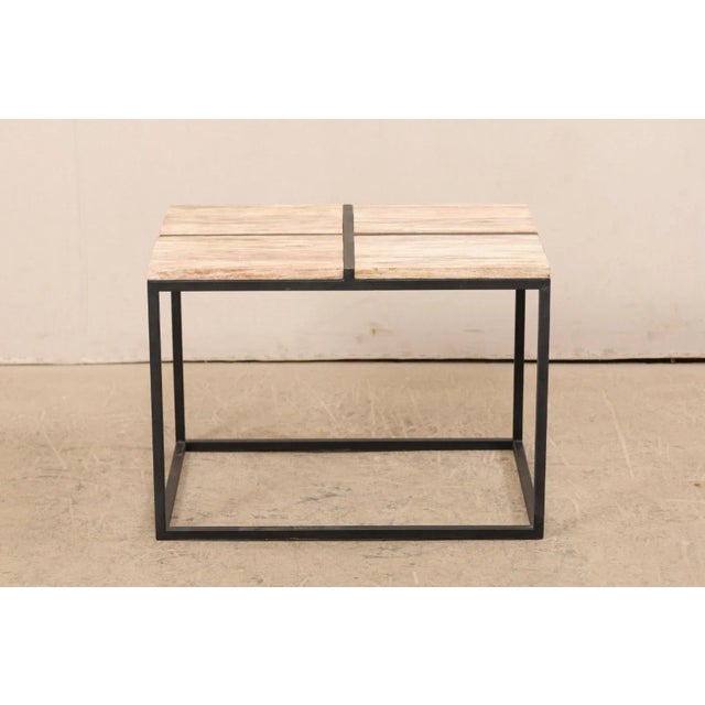 Petrified Wood Top & Iron Base Coffee Table For Sale - Image 9 of 11