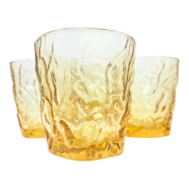 Lemon Crinkle Lowballs- Set of Four For Sale