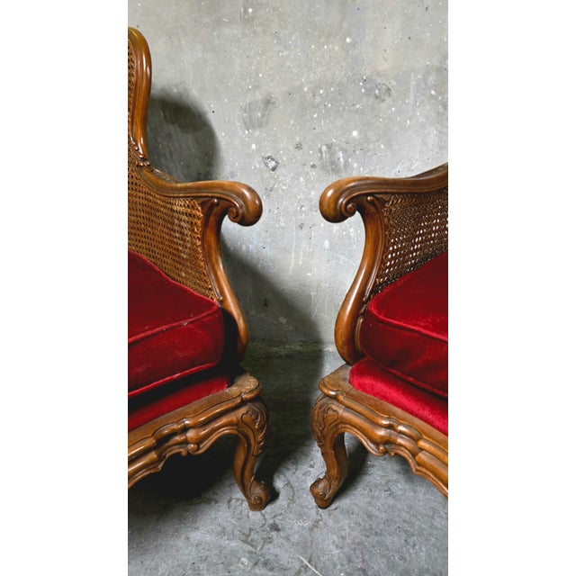 19th Century Louis XV Style Armchairs in Wood and Rattan, 1890s, Set of 2 For Sale - Image 5 of 16