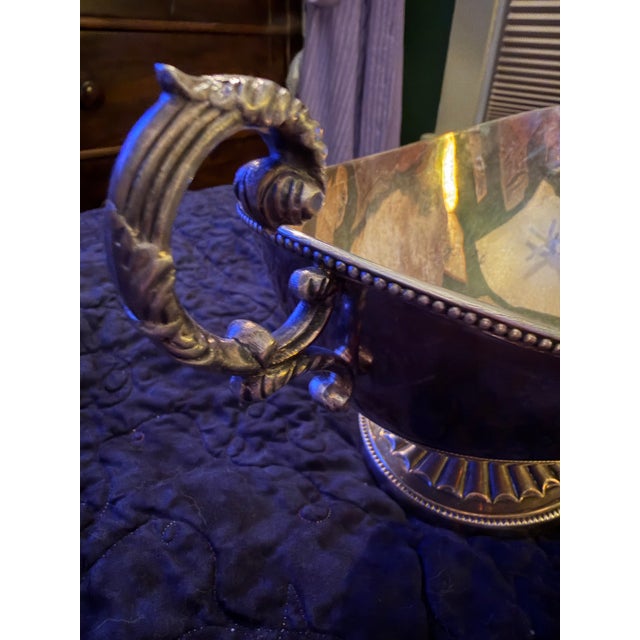 Vintage Barker Ellis Silver-Plated Decorative Bowl With Scrolled Handles For Sale - Image 4 of 11