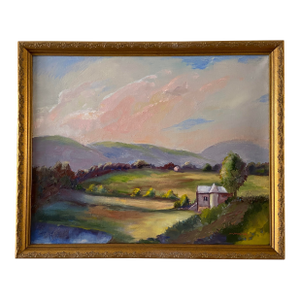 The Barn in the Field Original Landscape Oil Painting by Marina Movshina