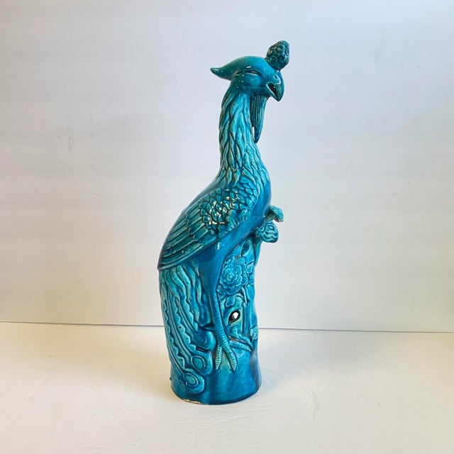 Early 20th Century Chinese Phoenix Statue Turquoise Glaze Bird Vintage For Sale - Image 5 of 11