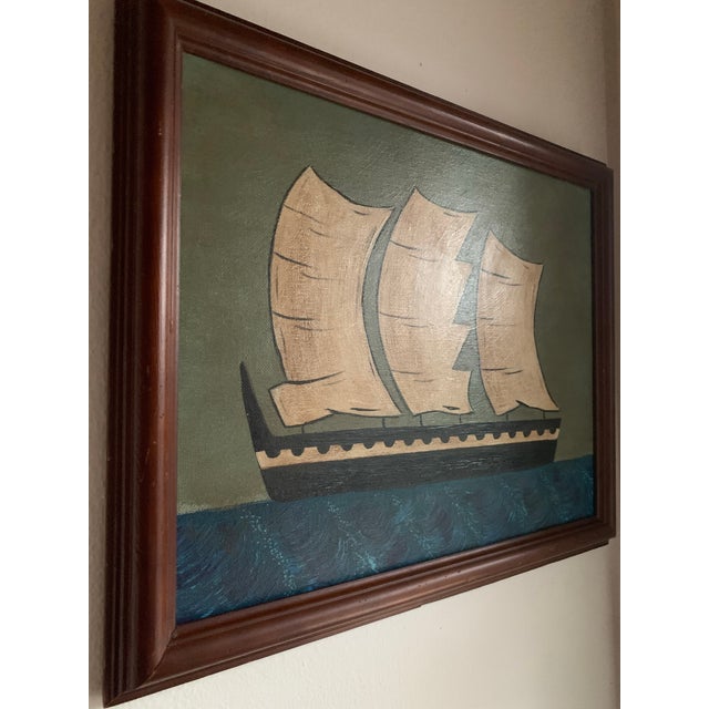 Add impact and richness to your space with this acrylic impressionist style painting of a ship in choppy seas. Painted on...