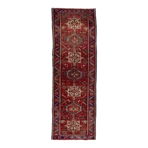 Vintage Red Heriz Wool Runner Handmade With a Tribal Design