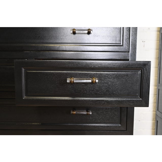Baker Furniture Company Michael Taylor for Baker Far East Collection Black Lacquer and Gold Leaf Bar Cabinet, 1960s For Sale - Image 4 of 13