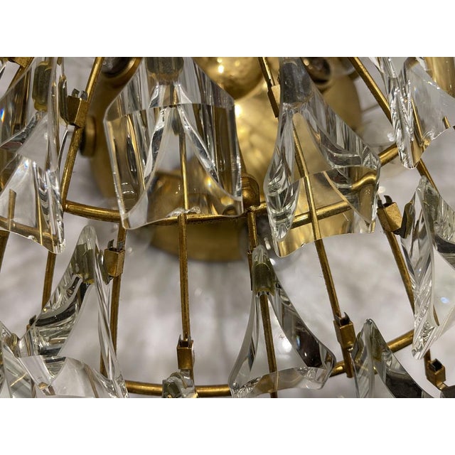 Large Crystal Brass Flush Mount attributed to Stilkronen, 1970s For Sale - Image 11 of 14
