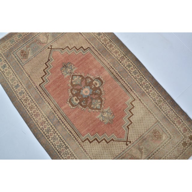 1960s Vintage Small Oushak Carpet For Sale - Image 5 of 7