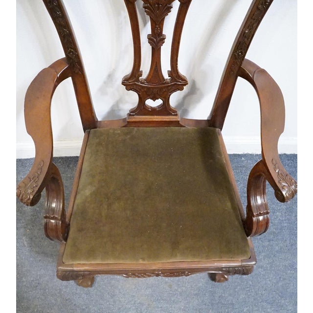 Brown Henredon Furniture Solid Mahogany Traditional Chippendale Style Dining Arm Chair For Sale - Image 8 of 9