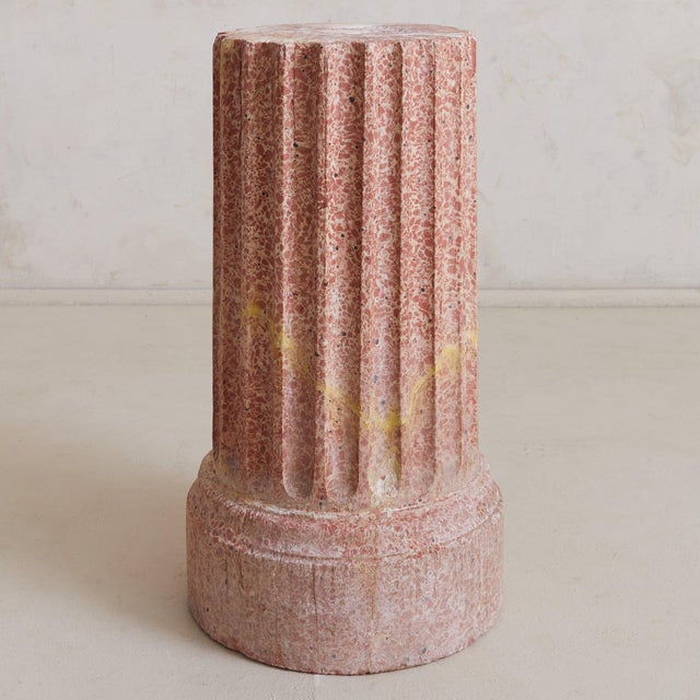 Italian Neoclassical Scagliola Marble Fluted Pedestal, 1940s For Sale - Image 4 of 7
