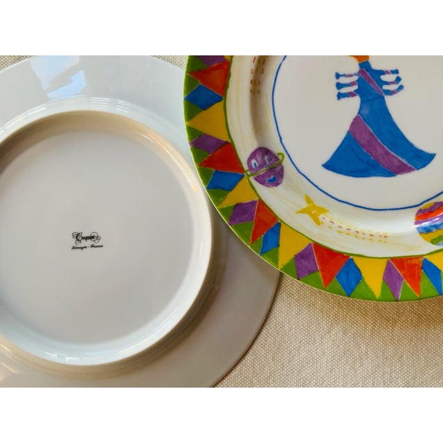 Hand-Painted Porcelain Plates - Coquet Limoges,Pair For Sale - Image 4 of 12