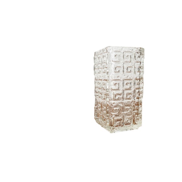 Large Mid-Century Finnish Glass Block Vase by Tamara Aladin for Riihimäki, 1960s For Sale