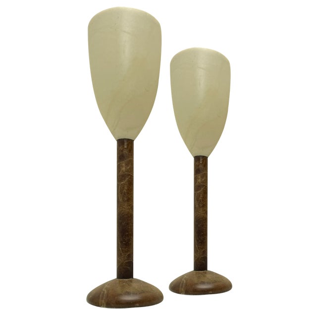 Alabaster Goblet Table Lamps, 1970s, Set of 2 For Sale