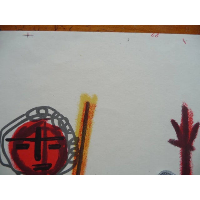 Blue Couple à l'enfant Lithograph by Manfredo Borsi, 1950s For Sale - Image 8 of 16