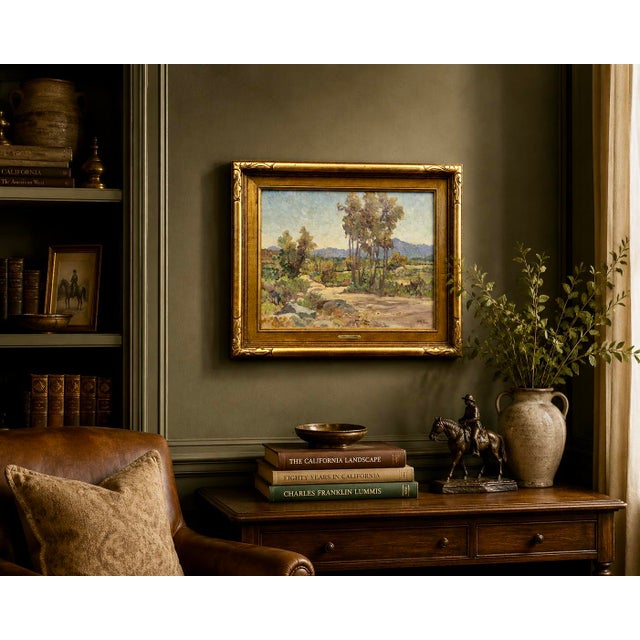 Charles Fries -Plein Air Landscape in Alpine Near San Diego -1927 Oil Painting For Sale - Image 11 of 11