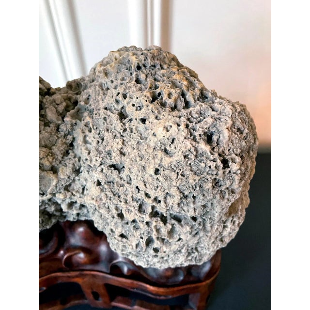 Chinese Scholar Rock Kun Stone on Display Stand For Sale - Image 4 of 13