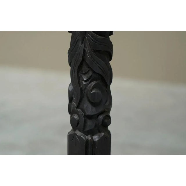 Floor Lamp in Hand-Carved Wood with Leather Shade, Early 20th Century For Sale - Image 12 of 13