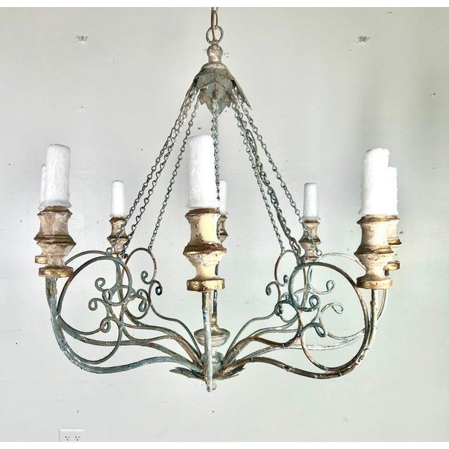 Early 21st Century Vincente Eight Light Wood & Iron Painted Chandelier by Miamar Home For Sale - Image 5 of 12