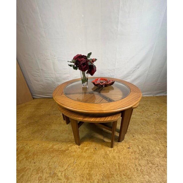 Mid-Century Round Teak Coffee Table with 3 Nesting Side Tables from G-Plan, 1960s, Set of 4 For Sale - Image 9 of 10
