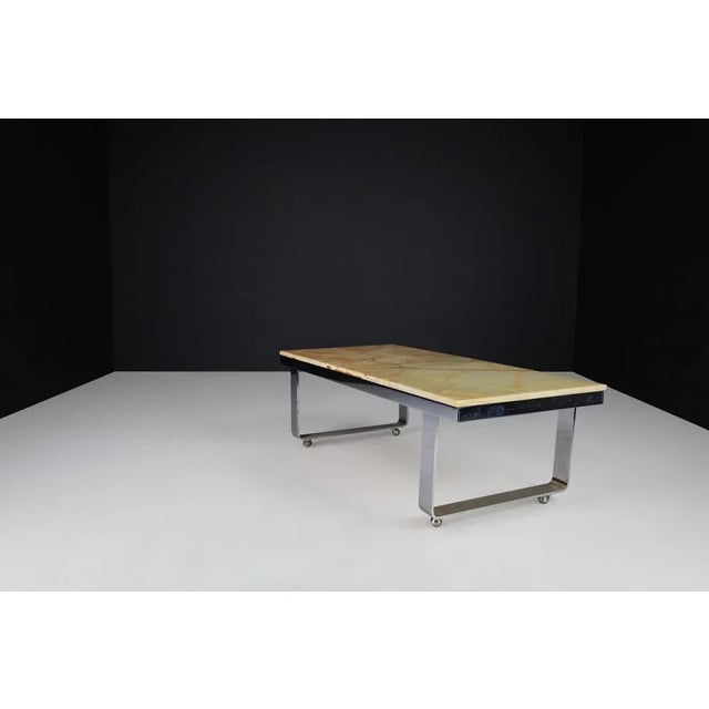 Mid-Century Modern Italian Chrome and Onyx Coffee Table, 1970s For Sale - Image 6 of 10