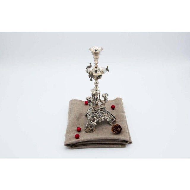 Silver Toothpick Holder with Supports and Flower Reliefs For Sale - Image 5 of 5