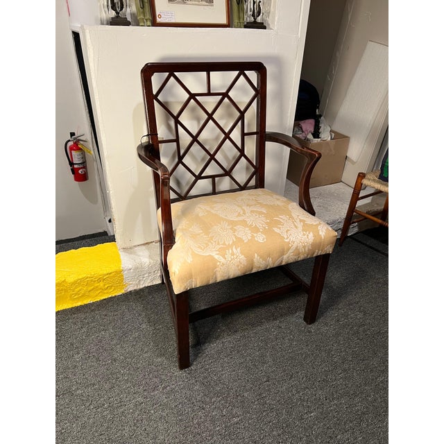 Traditional George III Mahogany Lattice Back Armchair For Sale - Image 3 of 9