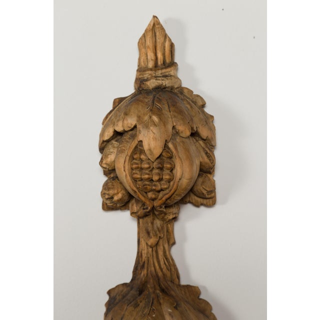 Brown Pair of 1880s Italian Carved Wooden Wall Carvings Depicting Pomegranates For Sale - Image 8 of 11