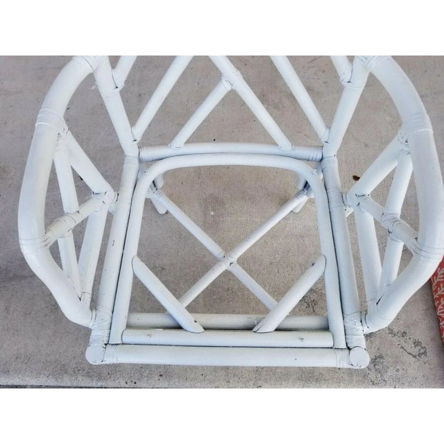 McGuire Chippendale Style Coastal Mid-Century Modern Bamboo Rattan White Dining Armchairs - Set of 4 For Sale - Image 9 of 11