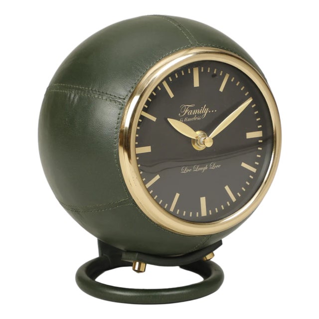 Metal Draper Dark Green Designer Standing Accent Clock For Sale - Image 7 of 7
