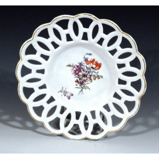 Chelsea Porcelain Reticulated Dessert Dishes, Pair, Gold Anchor Period, Circa 1760 Circa 1760 This pair of Chelsea...