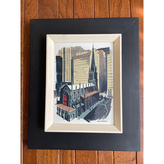 A set of three Serigraphs on board by artist Mark Coomer. (USA 1914-2004) Each Serigraph depicts a location in New York...