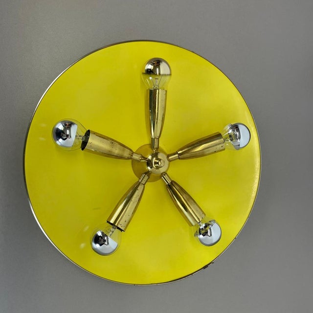 Article: brass wall light sconces ceiling light Origin: Italy Age: 1950s This vintage modernist light was produced in the...