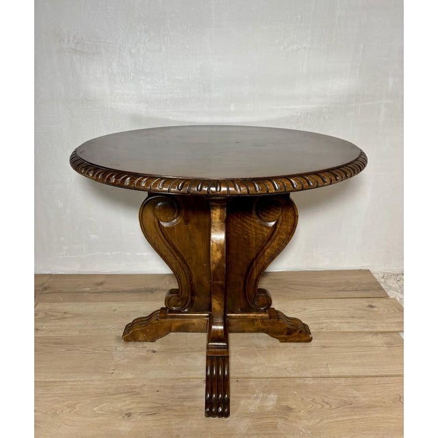 Neoclassical Revival Round Walnut Side Table, 1920s For Sale - Image 10 of 15
