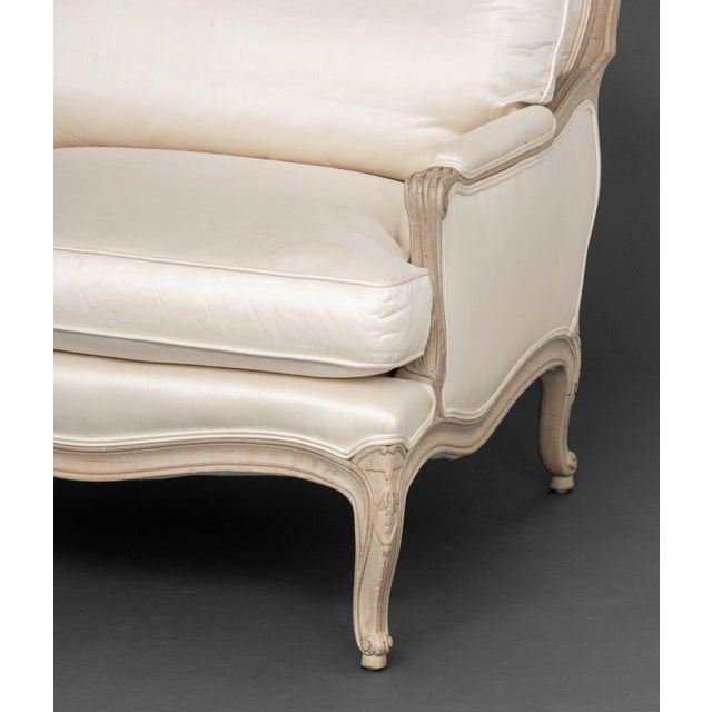 Louis XV Style White Upholstered Bergeres, Pair For Sale In New York - Image 6 of 8