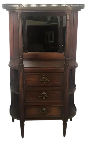 Louis XV Style Cabinet with Marble Top and Brass Gallery, 1920s