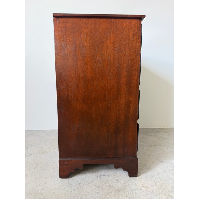 Vintage Georgian Chippendale Style Solid Mahogany Four-Drawer Nightstand / Bachelor’s Chest For Sale - Image 11 of 12