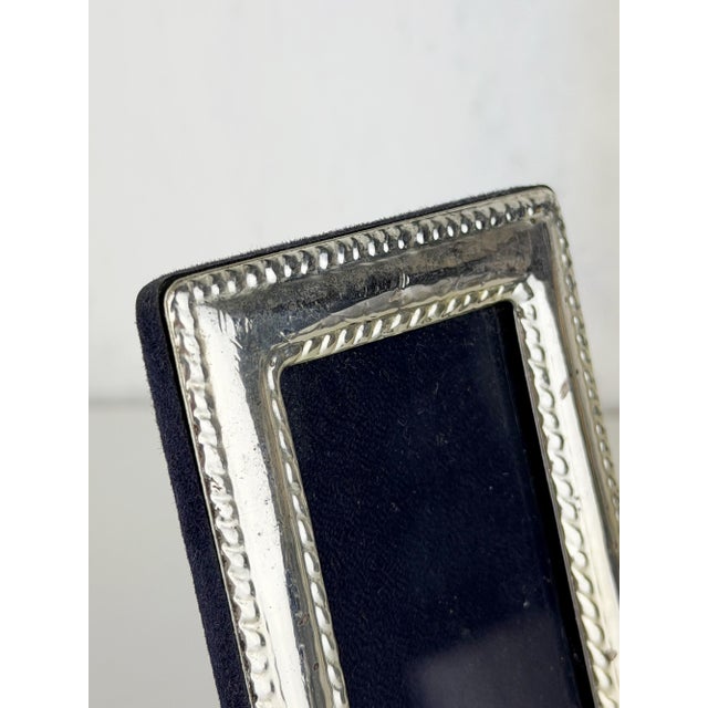 Mid-Century Modern Vintage Italian Sterling Silver Photo Frame with Classic Beaded Border, 1950s For Sale - Image 3 of 13
